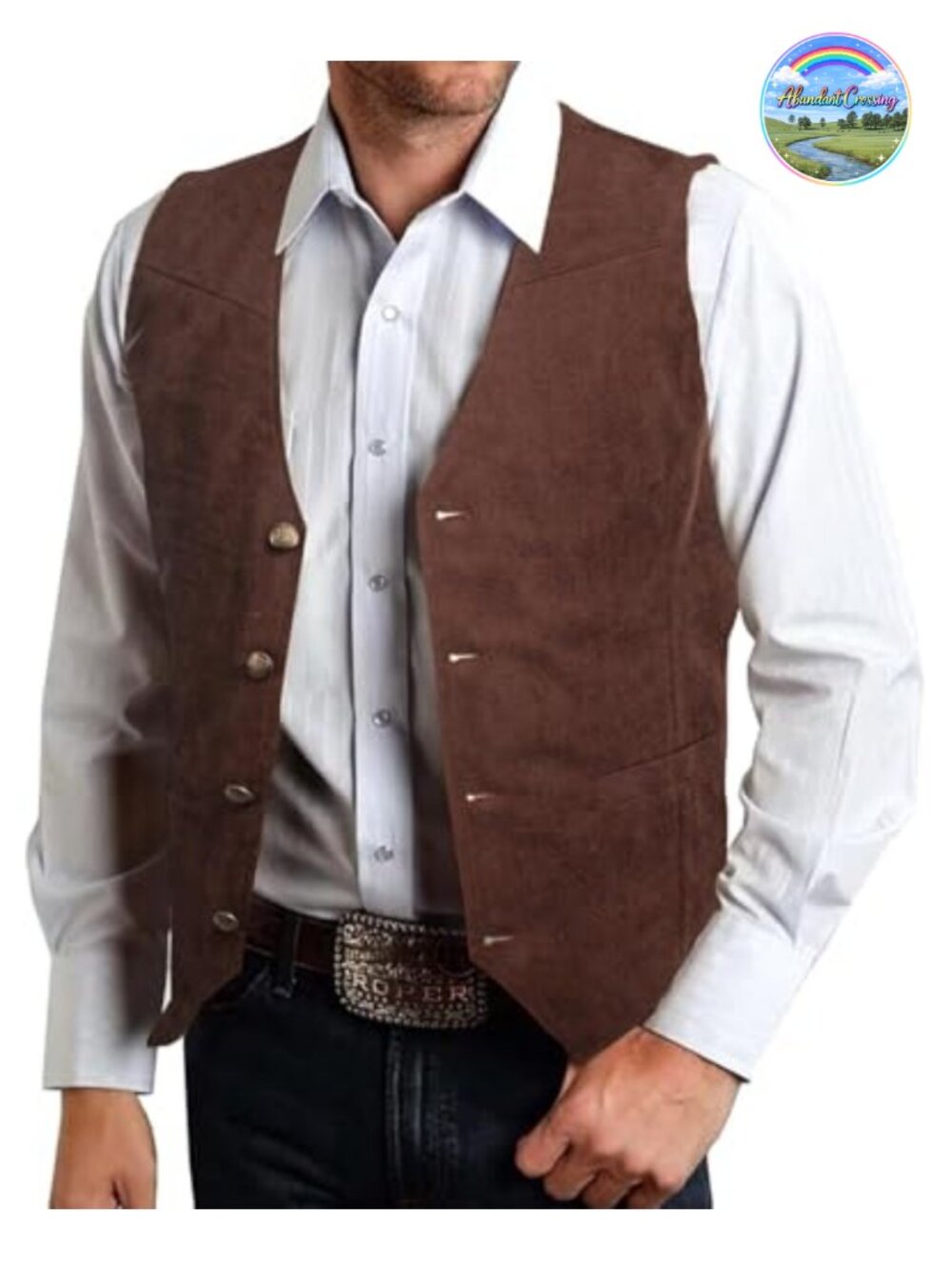 Faux Suede Leather Vest Western Cowboy Waistcoat Sleeveless Button Casual